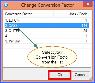 fmcg sale invoice conversion factor